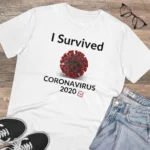 Men's PC Cotton I Survived Corornavirus 2020 Printed T Shirt (Color: White, Thread Count: 180GSM)
