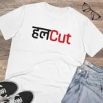 Men's PC Cotton Marathi Desing Printed T Shirt (Color: White, Thread Count: 180GSM)