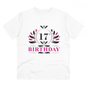Men's PC Cotton 17th Birthday Printed T Shirt (Color: White, Thread Count: 180GSM)