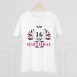 Men's PC Cotton 16th Birthday Printed T Shirt (Color: White, Thread Count: 180GSM)