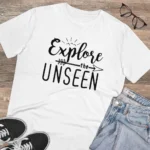 Men's PC Cotton Explore The Unseen Printed T Shirt (Color: White, Thread Count: 180GSM)