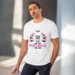 Men's PC Cotton 38th Birthday Printed T Shirt (Color: White, Thread Count: 180GSM)