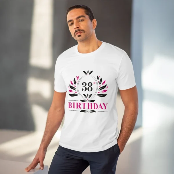 Men's PC Cotton 38th Birthday Printed T Shirt (Color: White, Thread Count: 180GSM)
