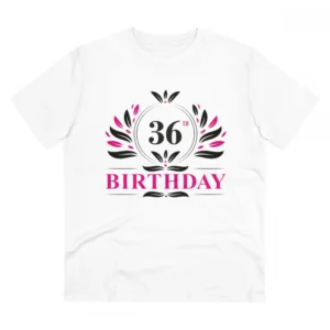 Men's PC Cotton 36th Birthday Printed T Shirt (Color: White, Thread Count: 180GSM)