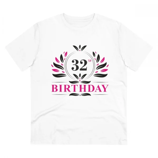 Men's PC Cotton 32nd Birthday Printed T Shirt (Color: White, Thread Count: 180GSM)