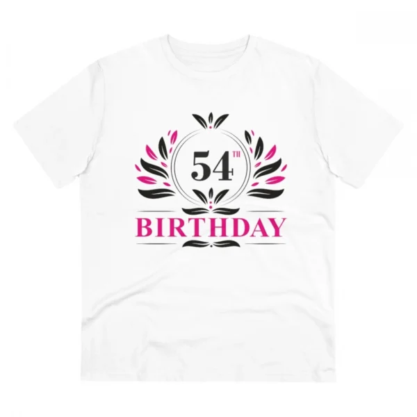 Men's PC Cotton 54th Birthday Printed T Shirt (Color: White, Thread Count: 180GSM)