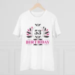 Men's PC Cotton 53rd Birthday Printed T Shirt (Color: White, Thread Count: 180GSM)