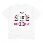 Men's PC Cotton 48th Birthday Printed T Shirt (Color: White, Thread Count: 180GSM)