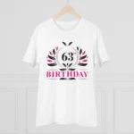 Men's PC Cotton 63rd Birthday Printed T Shirt (Color: White, Thread Count: 180GSM)
