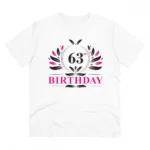 Men's PC Cotton 63rd Birthday Printed T Shirt (Color: White, Thread Count: 180GSM)