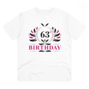 Men's PC Cotton 63rd Birthday Printed T Shirt (Color: White, Thread Count: 180GSM)