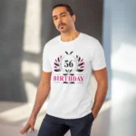 Men's PC Cotton 56th Birthday Printed T Shirt (Color: White, Thread Count: 180GSM)