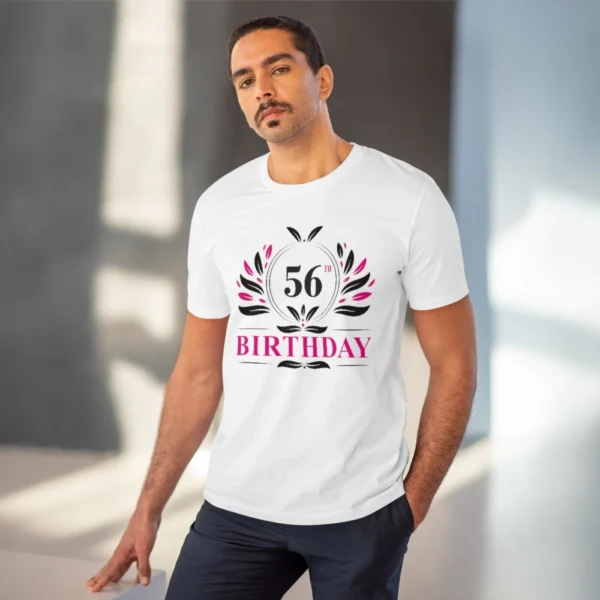Men's PC Cotton 56th Birthday Printed T Shirt (Color: White, Thread Count: 180GSM)