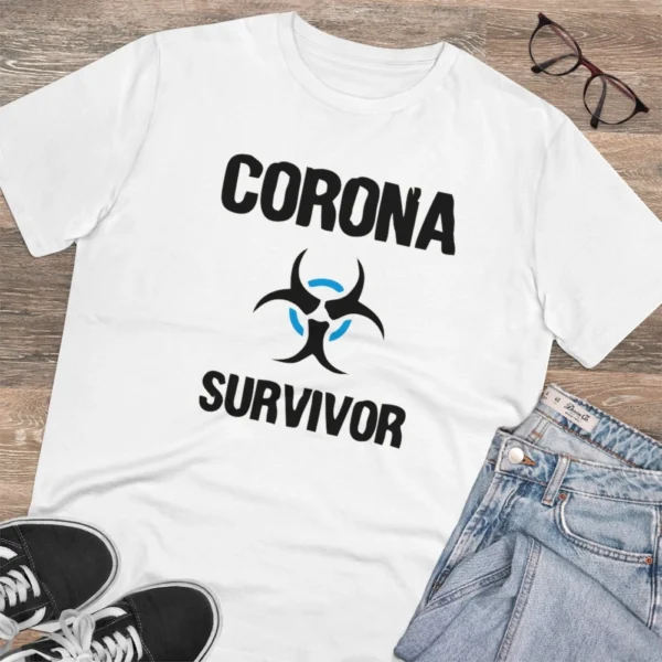Men's PC Cotton Corona Survivor Printed T Shirt (Color: White, Thread Count: 180GSM)
