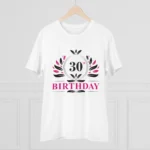 Men's PC Cotton 30th Birthday Printed T Shirt (Color: White, Thread Count: 180GSM)