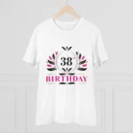 Men's PC Cotton 38th Birthday Printed T Shirt (Color: White, Thread Count: 180GSM)