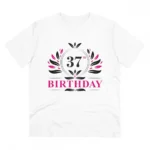 Men's PC Cotton 37th Birthday Printed T Shirt (Color: White, Thread Count: 180GSM)