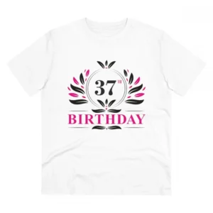 Men's PC Cotton 37th Birthday Printed T Shirt (Color: White, Thread Count: 180GSM)