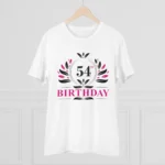Men's PC Cotton 54th Birthday Printed T Shirt (Color: White, Thread Count: 180GSM)