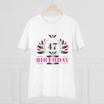 Men's PC Cotton 47th Birthday Printed T Shirt (Color: White, Thread Count: 180GSM)