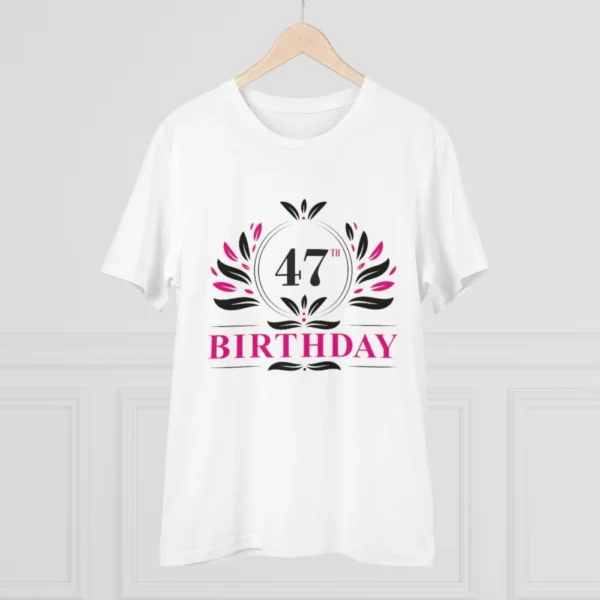Men's PC Cotton 47th Birthday Printed T Shirt (Color: White, Thread Count: 180GSM)