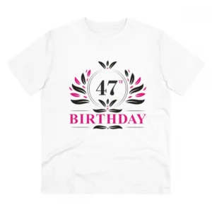 Men's PC Cotton 47th Birthday Printed T Shirt (Color: White, Thread Count: 180GSM)