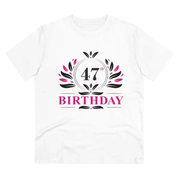 Men's PC Cotton 47th Birthday Printed T Shirt (Color: White, Thread Count: 180GSM)