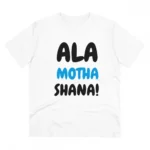 Men's PC Cotton Marathi Desing Printed T Shirt (Color: White, Thread Count: 180GSM)
