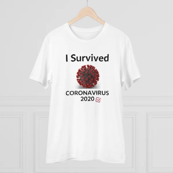 Men's PC Cotton I Survived Corornavirus 2020 Printed T Shirt (Color: White, Thread Count: 180GSM)