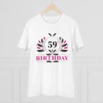 Men's PC Cotton 59th Birthday Printed T Shirt (Color: White, Thread Count: 180GSM)