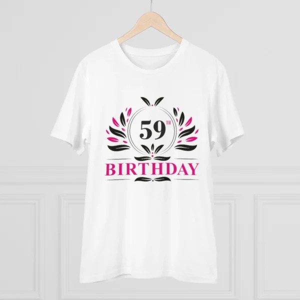 Men's PC Cotton 59th Birthday Printed T Shirt (Color: White, Thread Count: 180GSM)