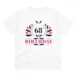 Men's PC Cotton 68th Birthday Printed T Shirt (Color: White, Thread Count: 180GSM)