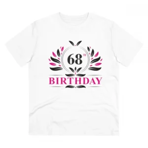 Men's PC Cotton 68th Birthday Printed T Shirt (Color: White, Thread Count: 180GSM)