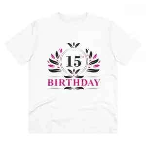 Men's PC Cotton 15th Birthday Printed T Shirt (Color: White, Thread Count: 180GSM)