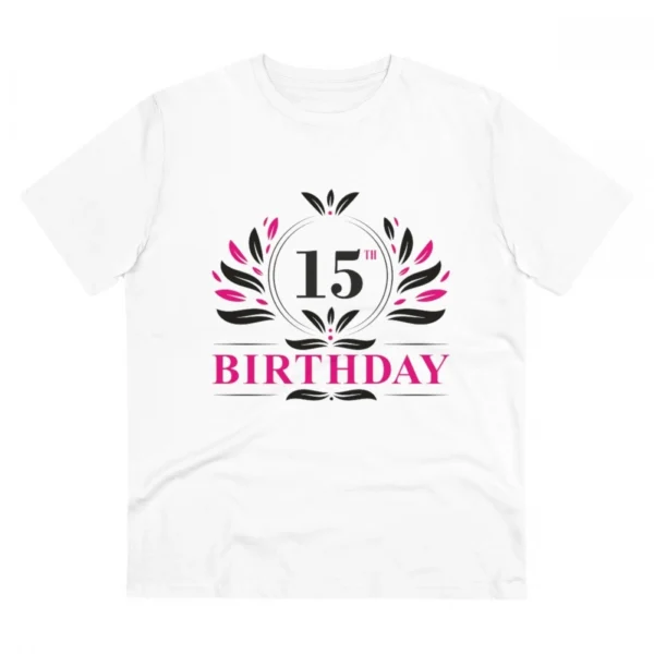 Men's PC Cotton 15th Birthday Printed T Shirt (Color: White, Thread Count: 180GSM)