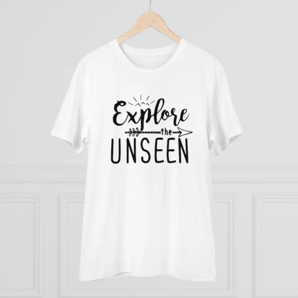 Men's PC Cotton Explore The Unseen Printed T Shirt (Color: White, Thread Count: 180GSM)