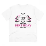 Men's PC Cotton 22nd Birthday Printed T Shirt (Color: White, Thread Count: 180GSM)