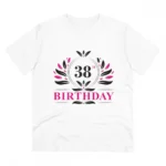 Men's PC Cotton 38th Birthday Printed T Shirt (Color: White, Thread Count: 180GSM)