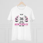 Men's PC Cotton 36th Birthday Printed T Shirt (Color: White, Thread Count: 180GSM)