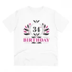 Men's PC Cotton 34th Birthday Printed T Shirt (Color: White, Thread Count: 180GSM)
