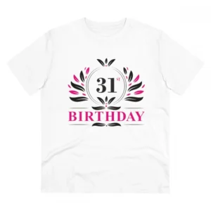 Men's PC Cotton 31st Birthday Printed T Shirt (Color: White, Thread Count: 180GSM)