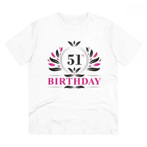 Men's PC Cotton 51st Birthday Printed T Shirt (Color: White, Thread Count: 180GSM)