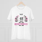 Men's PC Cotton 48th Birthday Printed T Shirt (Color: White, Thread Count: 180GSM)