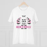 Men's PC Cotton 55th Birthday Printed T Shirt (Color: White, Thread Count: 180GSM)