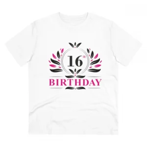 Men's PC Cotton 16th Birthday Printed T Shirt (Color: White, Thread Count: 180GSM)