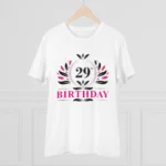 Men's PC Cotton 29th Birthday Printed T Shirt (Color: White, Thread Count: 180GSM)