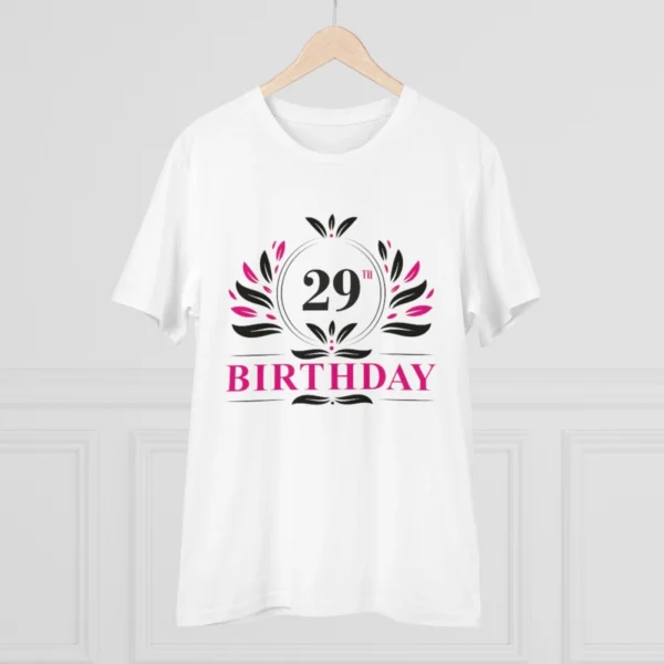 Men's PC Cotton 29th Birthday Printed T Shirt (Color: White, Thread Count: 180GSM)