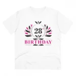 Men's PC Cotton 28th Birthday Printed T Shirt (Color: White, Thread Count: 180GSM)