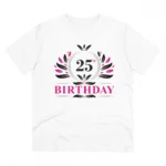 Men's PC Cotton 25th Birthday Printed T Shirt (Color: White, Thread Count: 180GSM)