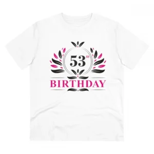 Men's PC Cotton 53rd Birthday Printed T Shirt (Color: White, Thread Count: 180GSM)